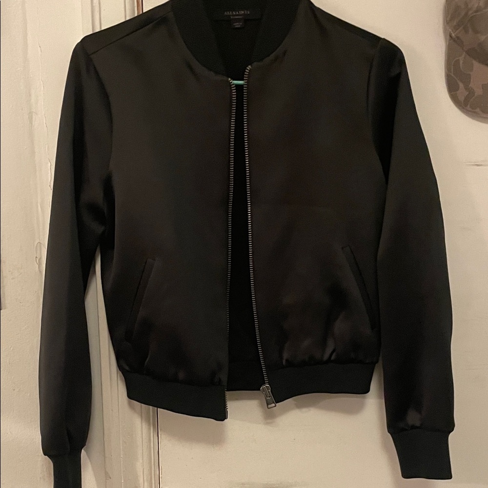 All Saints Classic Black Bomber Jacket